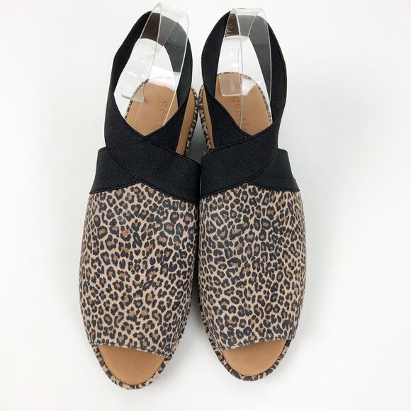 GENTLE SOULS KENNETH COLE Lily Sandal X Cross Elastic 7.5 Tan Fossil Leopard NIB - Picture 6 of 11